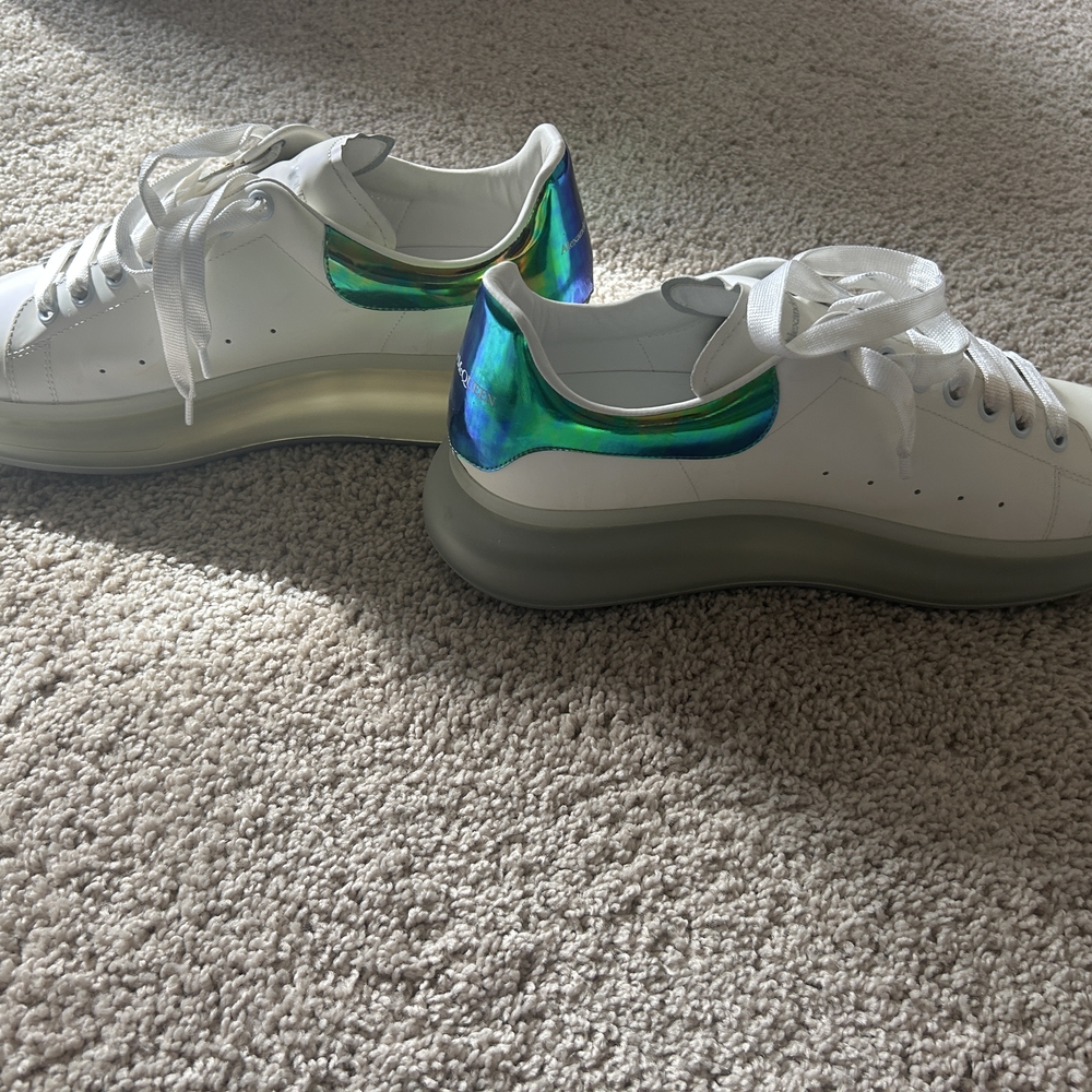 Alexander McQueen White and Blue Sneakers Modern Design